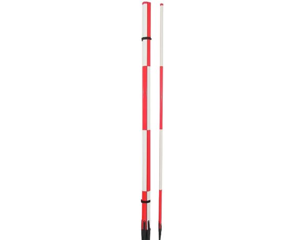 Reisefluchtstab-Holz/PVC, Dreikantrohrspitze, 2m, r/w, w/r