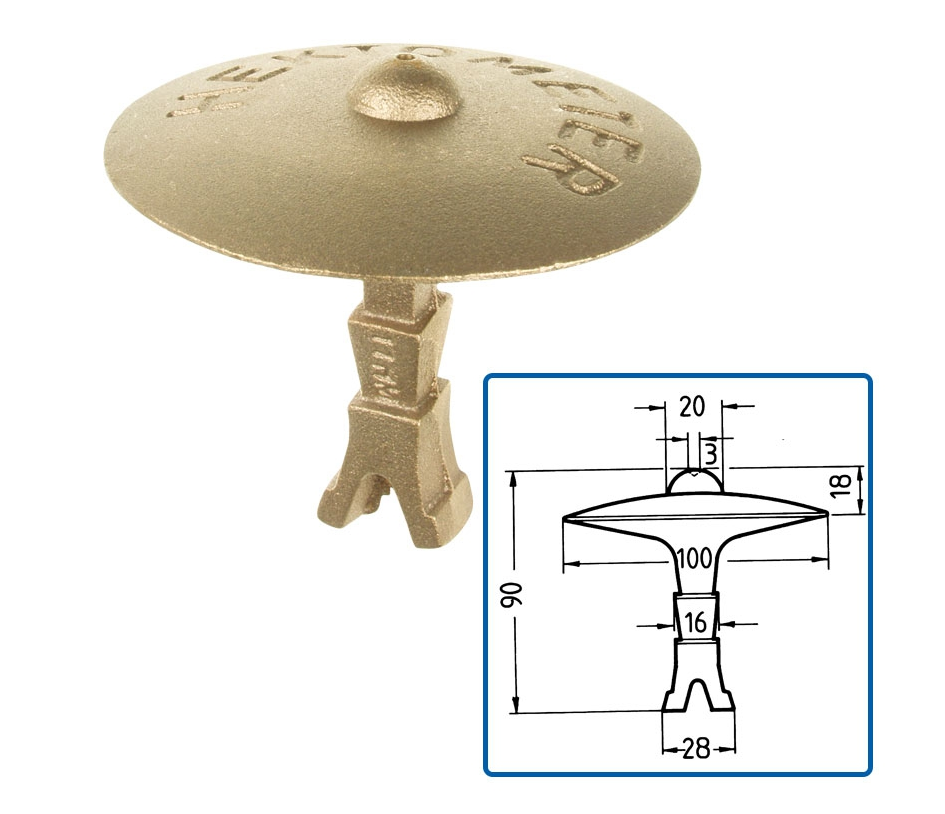 HEKTOMETER-Marke, Rotgussbolzen, L 90mm