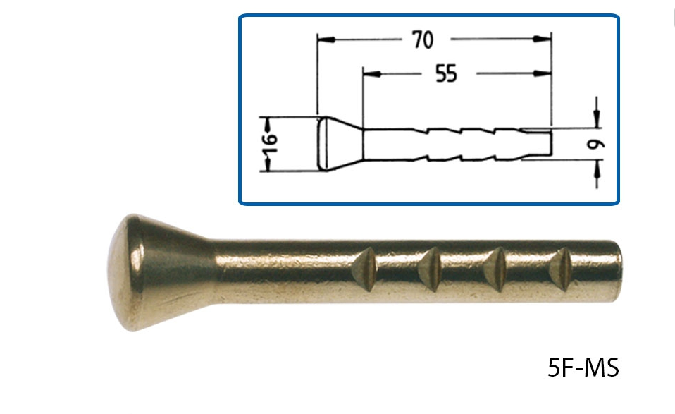 Mauerbolzen / Höhenbolzen, Messing, L 70mm