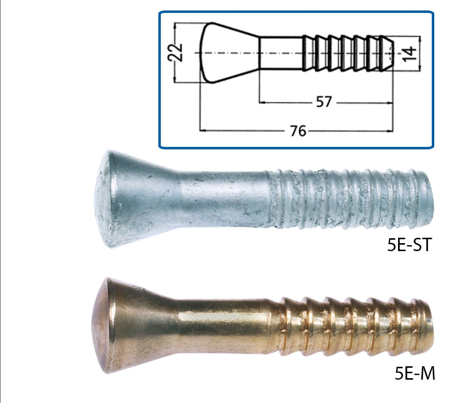 Mauerb./Höhenbolzen, Messing, mit Zentrierung, L 76mm