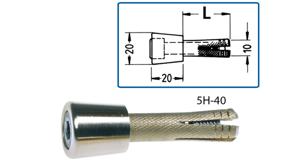 Mauerbolzen: Dübel und Kopf Messing, L 40mm
