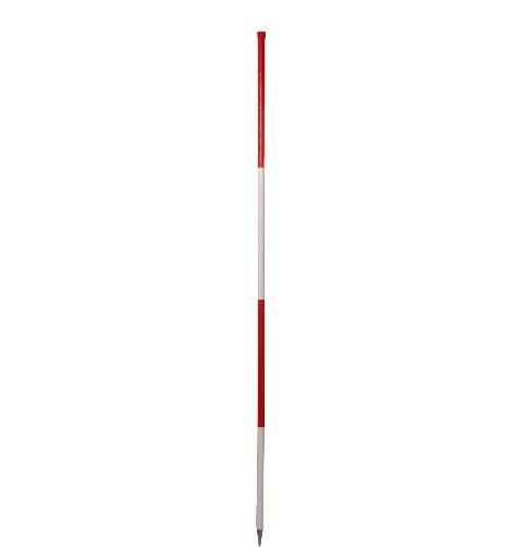 Stahlfluchtstab/PVC, runde Rohrspitze, 2m, r/w