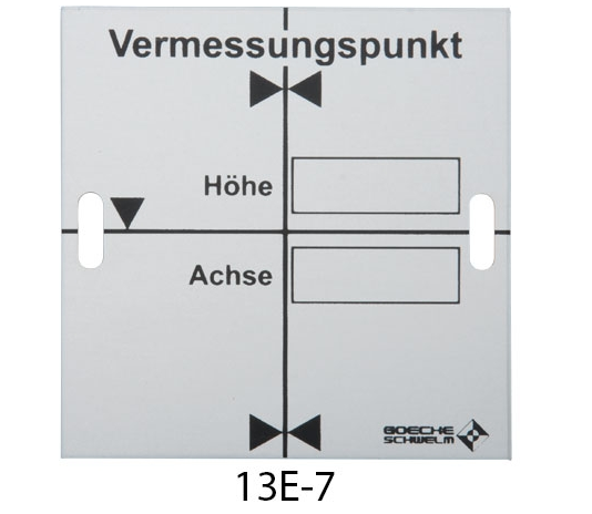 Meterriss-Marke, Alu, Kreuz und Beschriftungsfelder